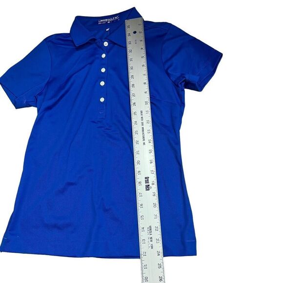 Nike Golf Women’s S Dri-Fit Short Sleeve Fitted Polo Dark Royal Blue Tree Logo* - Picture 2 of 8